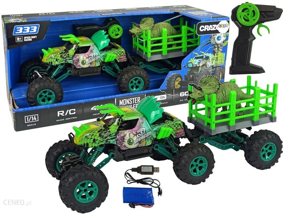 i-leantoys-auto-terenowe-przyczepa-zdalnie-sterowane-1-14-2-4g-zielone-dinozaur