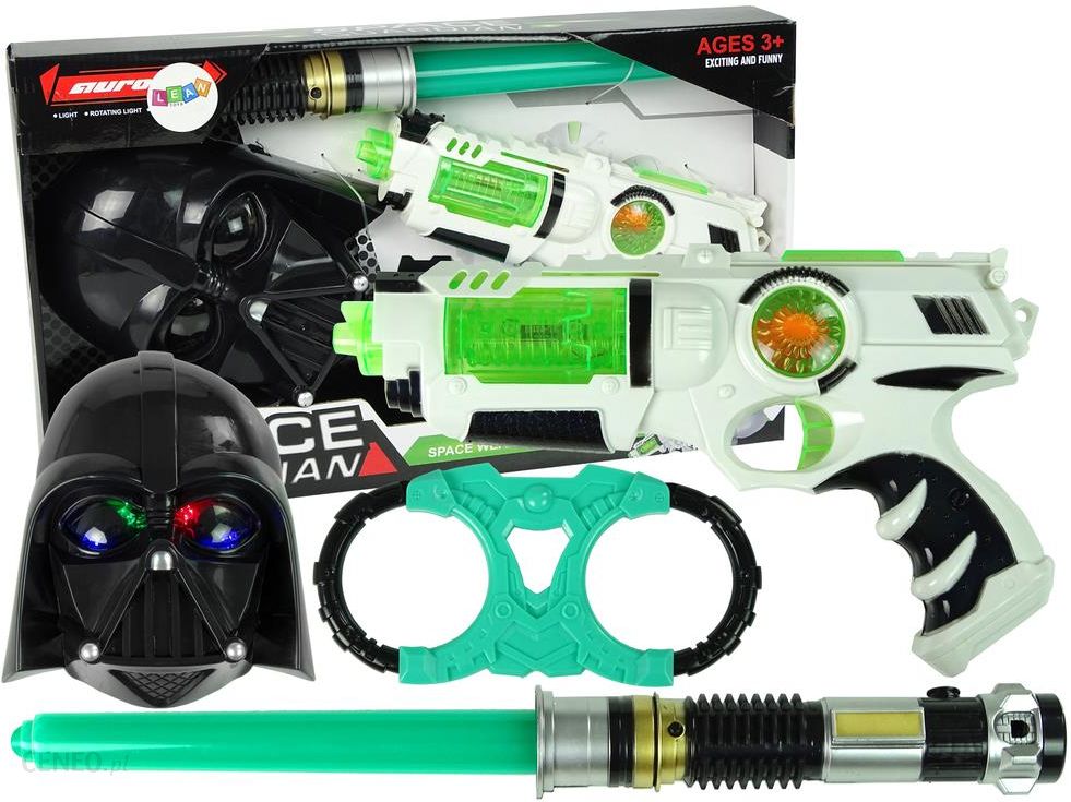 i-leantoys-pistolet-laserowy-miecz-swietlny-maska-kajdanki-zestaw-z-akcesoriami